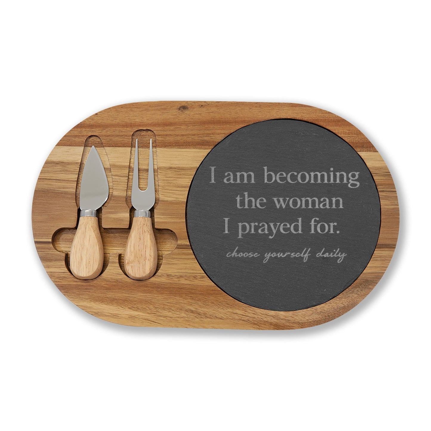 Becoming Her: Engraved Bamboo Charcuterie Board
