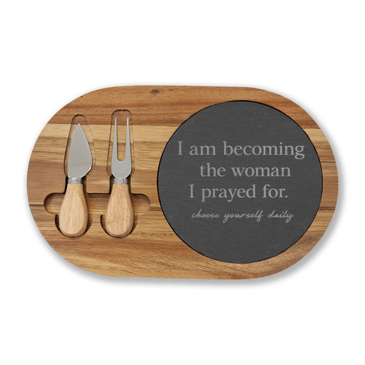 Becoming Her: Engraved Bamboo Charcuterie Board