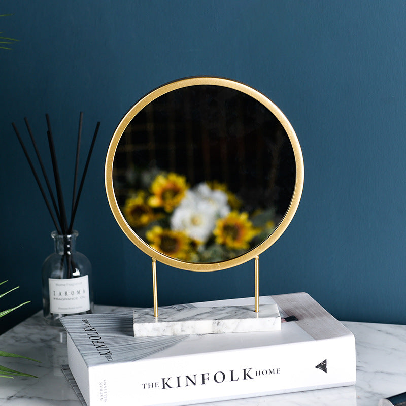 Marble round vanity mirror