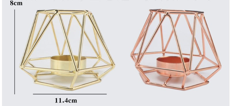 Elegant Gold Geometric Candle Holder