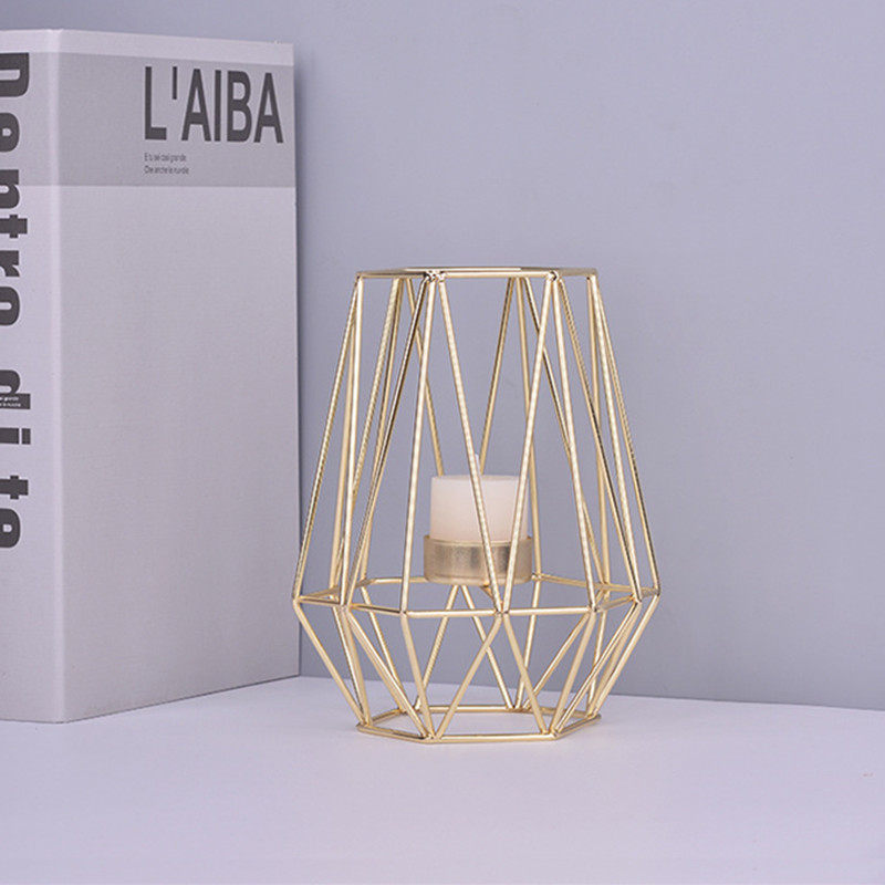 Elegant Gold Geometric Candle Holder