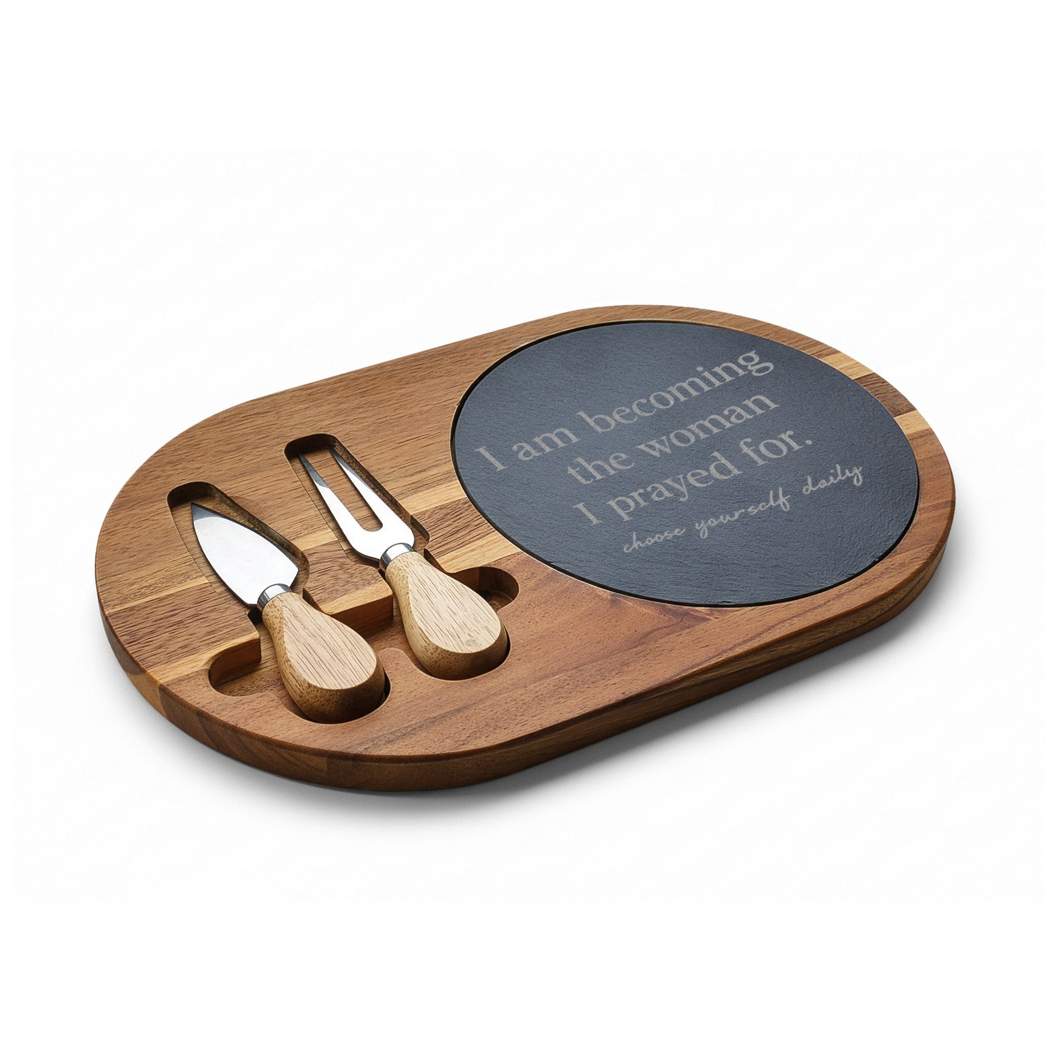 Becoming Her: Engraved Bamboo Charcuterie Board