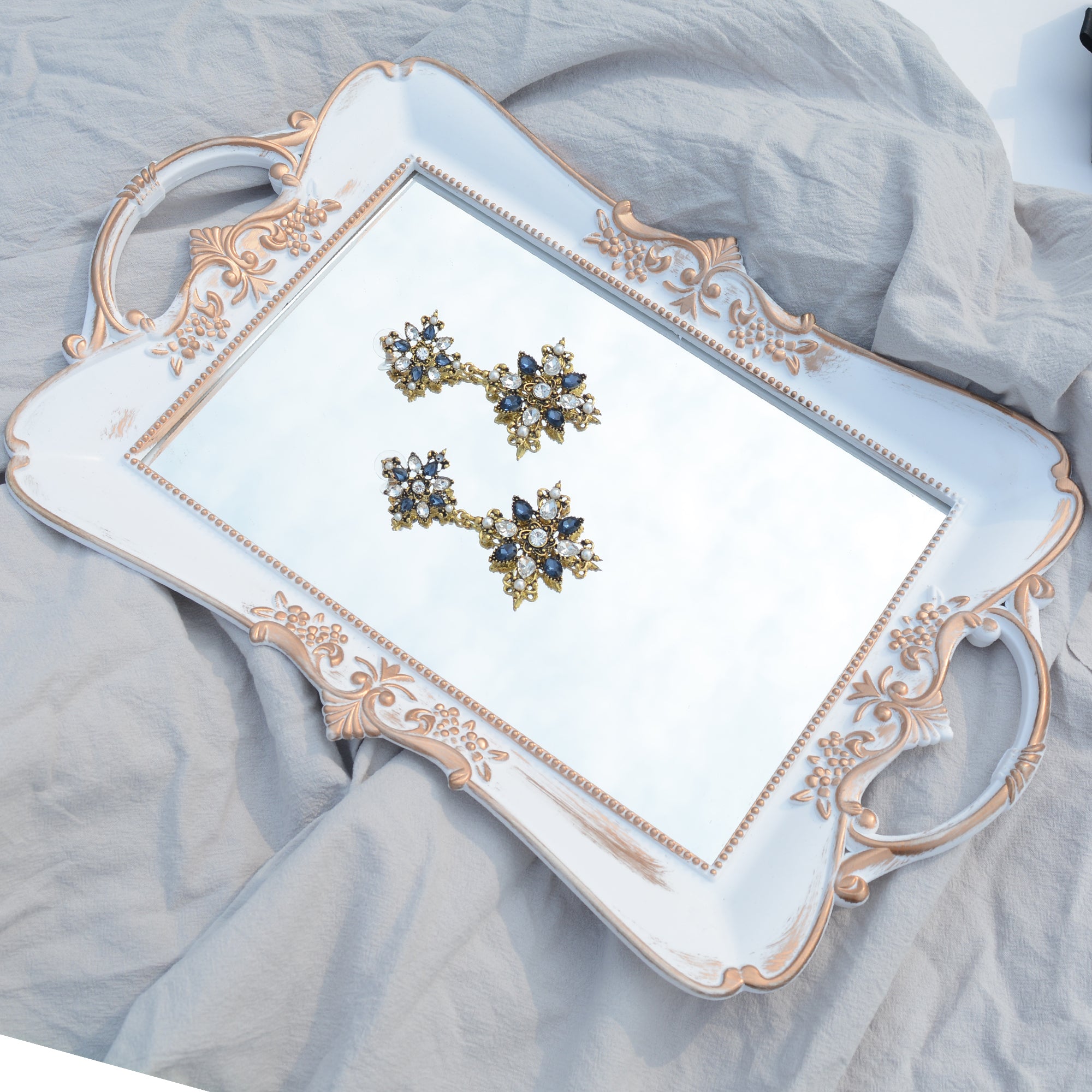 Luxury Vanity Mirror Jewelry Tray