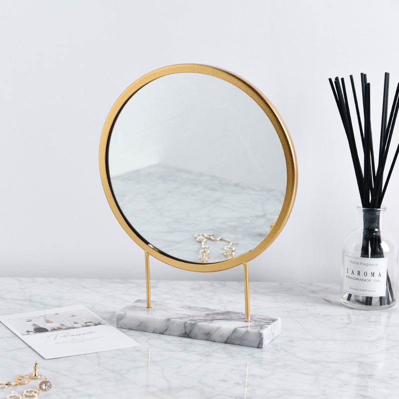 Marble round vanity mirror