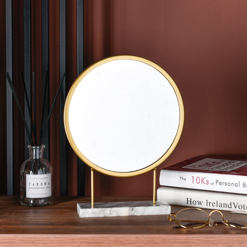 Marble round vanity mirror